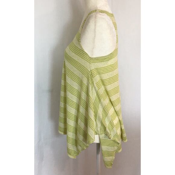 Anthropologie Chelsea And Violet Small Top Tunic Vibrant Green Beige Striped Tee - Picture 5 of 12